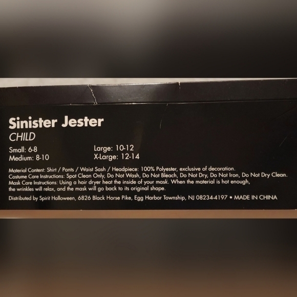 Kid's Spirit Halloween Sinister‎ Jester Costume - Size Large 10/12 - Picture 10 of 11